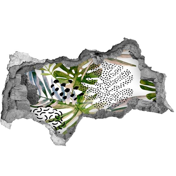 Fotomural autoadhesivo efecto agujero 3d Jardín tropical en un agujero en la pared