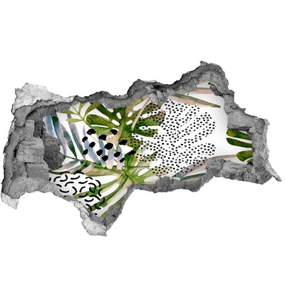 Naklejka 3D dziura na ścianę Tropikalny ogród w dziurze w ścianie