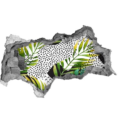 Naklejka 3D dziura beton Tropikalny ogród w dziurze w ścianie