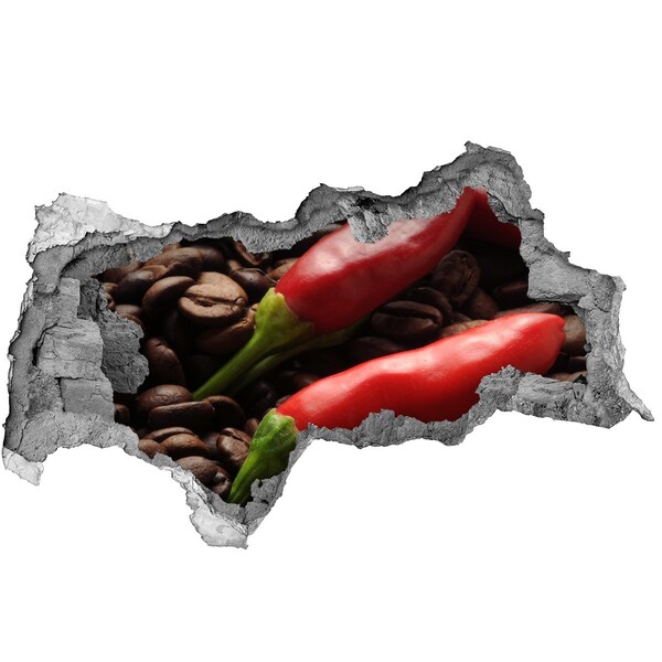 Vinilo efecto 3d pared rota irregular El sabor picante del café y el chile.