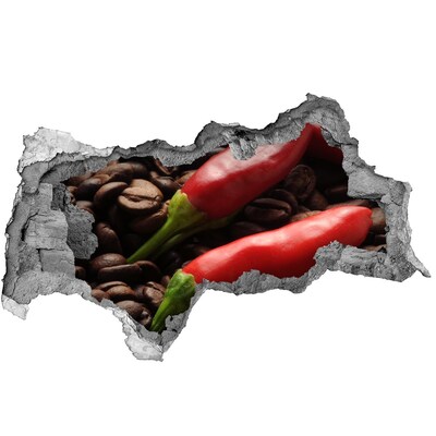 Vinilo efecto 3d pared rota irregular El sabor picante del café y el chile.