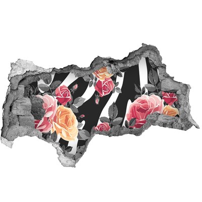 Fotomural autoadhesivo efecto agujero 3d Fotografía floral desde el hormigón