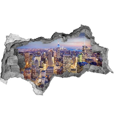 Fototapeta dziura na ścianę 3d Nowojorska panorama nocą
