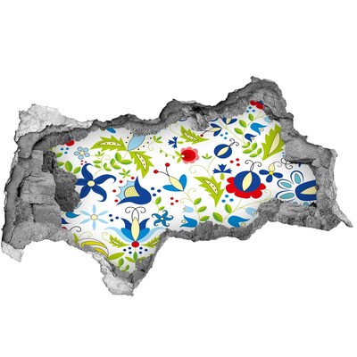 Vinilo adhesivo boquete en la pared rota Patrón floral sobre un fondo de hormigón.