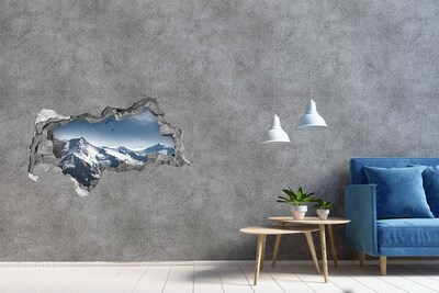 Pegatina decorativa agujero en la pared 3d Paisaje de montaña con un parapente