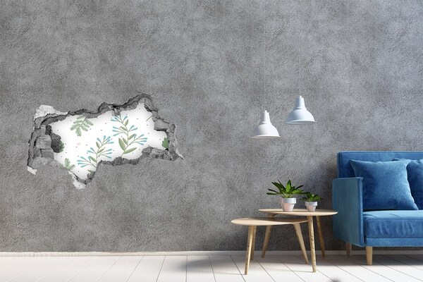 Vinilo efecto 3d pared rota irregular Jardín verde en un agujero en la pared