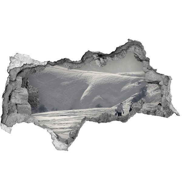 Vinilo adhesivo boquete en la pared rota paisaje de montaña invernal