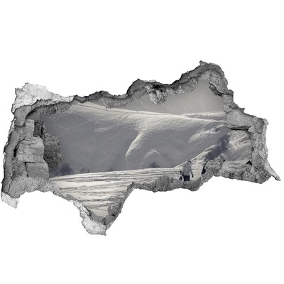 Vinilo adhesivo boquete en la pared rota paisaje de montaña invernal