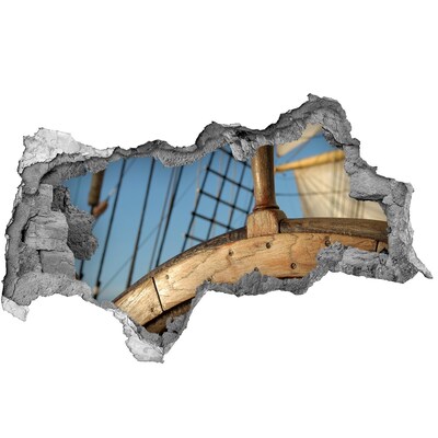 Pegatina decorativa agujero en la pared 3d Un barco en el mar