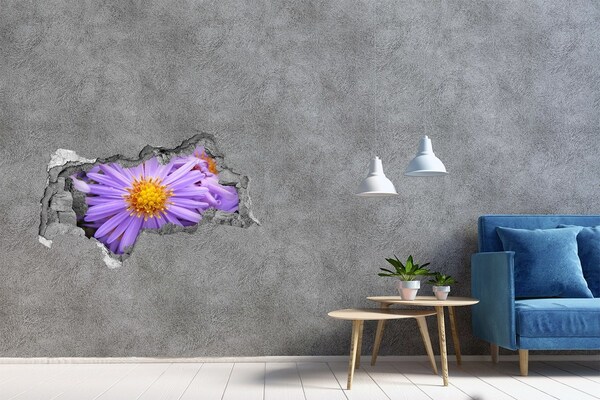 Vinilo efecto 3d pared rota irregular Flor en hormigón