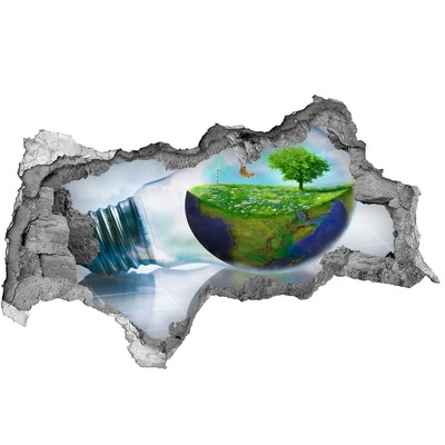 Dziura 3d fototapeta ścienna Zielona planeta przez dziurę w ścianie