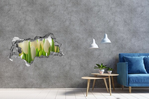 Pegatina decorativa agujero en la pared 3d Tulipanes a la luz del día