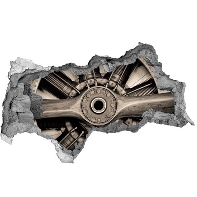 Vinilo adhesivo boquete en la pared rota Motor de avión en pared dañada