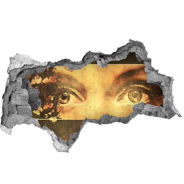 Pegatina decorativa agujero en la pared 3d Ojos desde detrás de la pared