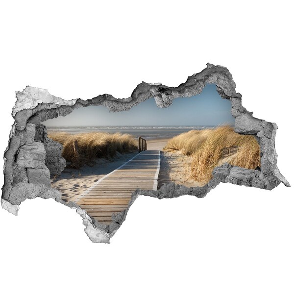 Pegatina decorativa agujero en la pared 3d Señalización hacia la playa