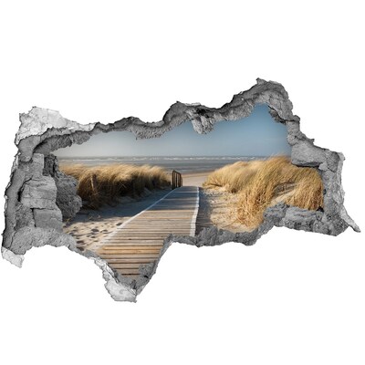 Pegatina decorativa agujero en la pared 3d Señalización hacia la playa