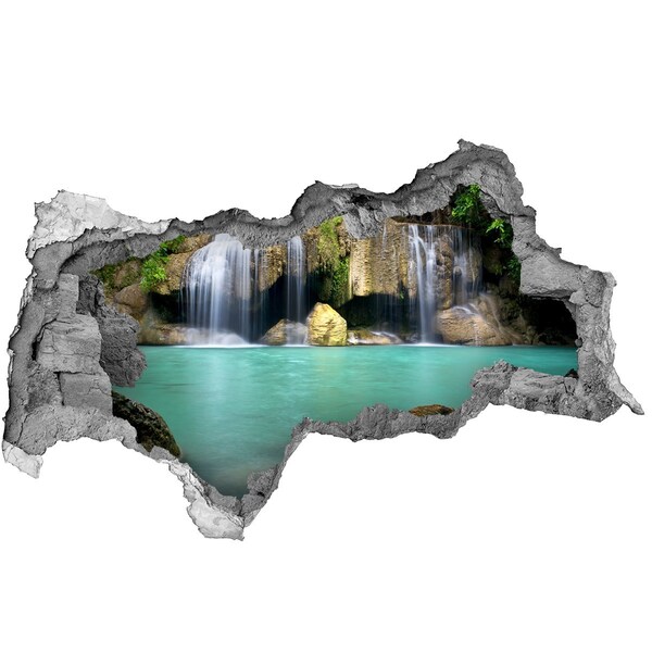 Pegatina decorativa agujero en la pared 3d Una cascada en un entorno paradisíaco