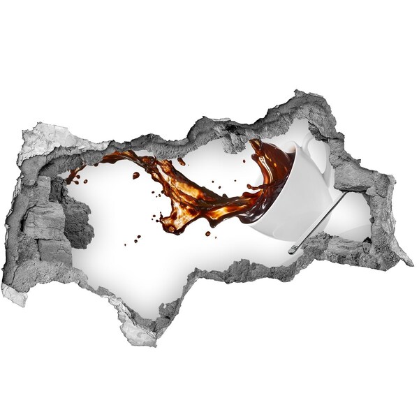 Vinilo efecto 3d pared rota irregular Café derramándose por un agujero en la pared