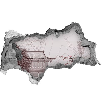 Vinilo adhesivo boquete en la pared rota Inmersión en la arquitectura asiática