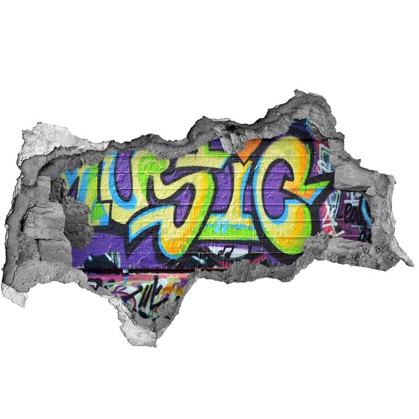 Vinilo adhesivo boquete en la pared rota Grafiti en una pared dañada