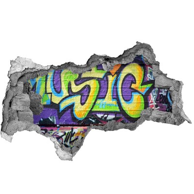 Vinilo adhesivo boquete en la pared rota Grafiti en una pared dañada