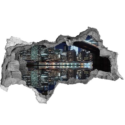 Fotomural autoadhesivo efecto agujero 3d Panorama nocturno de la ciudad