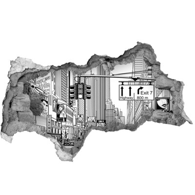 Fotomural autoadhesivo efecto agujero 3d calles de Nueva York