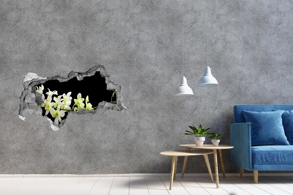 Fotomural autoadhesivo efecto agujero 3d Un sueño floral detrás de la pared.