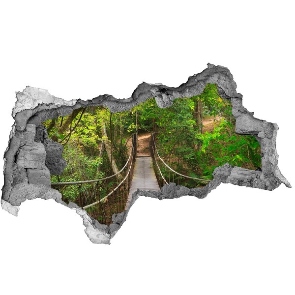 Fotomural autoadhesivo efecto agujero 3d Un puente entre la vegetación