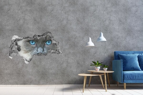 Fotomural autoadhesivo efecto agujero 3d Gato en un agujero en la pared