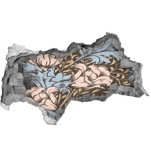 Fotomural autoadhesivo efecto agujero 3d Patrón floral de agujero en la pared