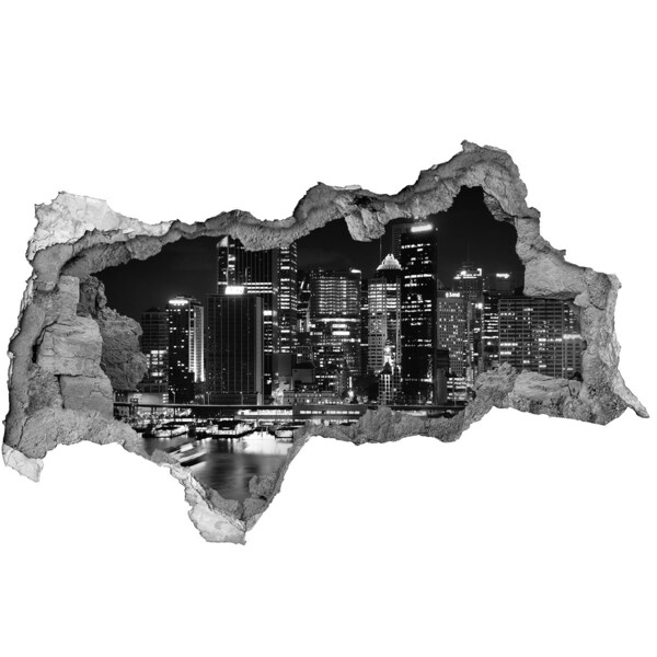 Pegatina decorativa agujero en la pared 3d Ciudad moderna de noche