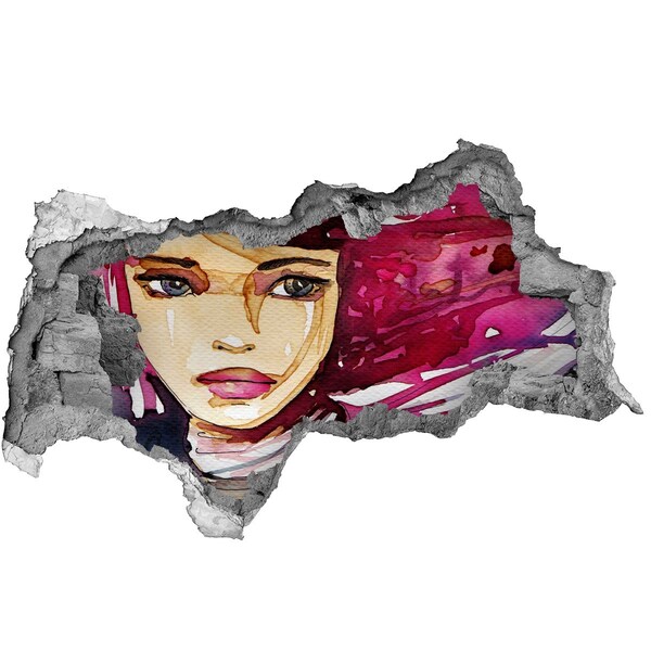 Dziura 3d fototapeta naklejka Portret z różowymi akcentami