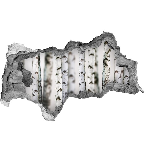 Fotomural autoadhesivo efecto agujero 3d Oasis forestal detrás del muro