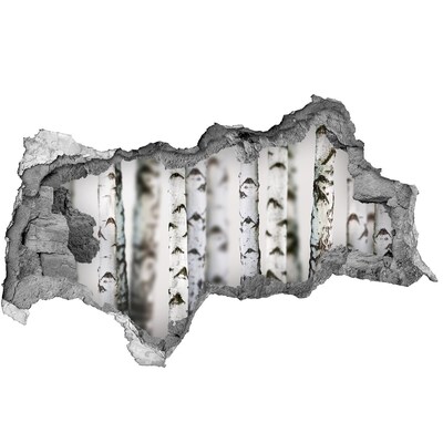 Fotomural autoadhesivo efecto agujero 3d Oasis forestal detrás del muro