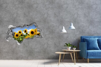 Fotomural autoadhesivo efecto agujero 3d Girasoles a la luz del día