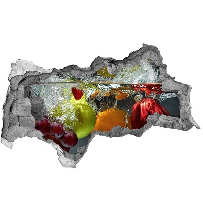Vinilo efecto 3d pared rota irregular Cascada de frutas