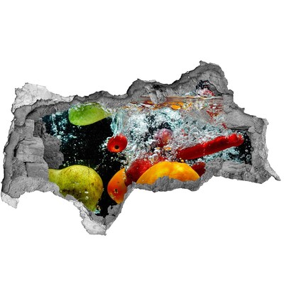Pegatina decorativa agujero en la pared 3d Explosión de fruta en el agua