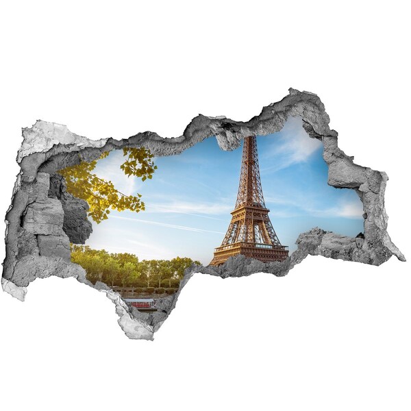 Vinilo adhesivo boquete en la pared rota La Torre Eiffel en París