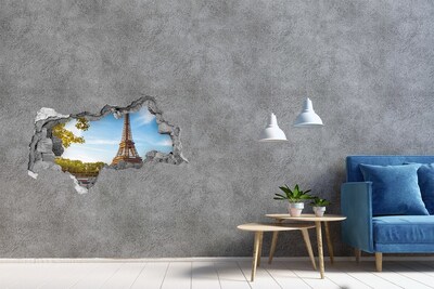 Vinilo adhesivo boquete en la pared rota La Torre Eiffel en París