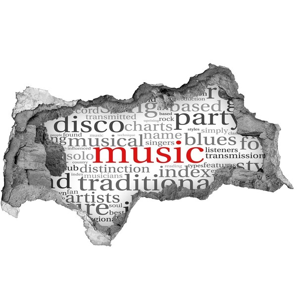 Fotomural autoadhesivo efecto agujero 3d Agujero musical en la pared