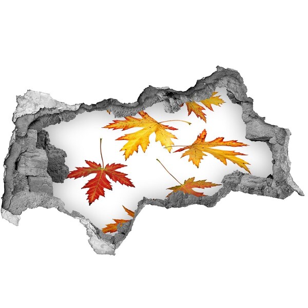 Fotomural autoadhesivo efecto agujero 3d Paisaje otoñal con hojas