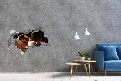 Vinilo efecto 3d pared rota irregular Café en el corazón de los granos