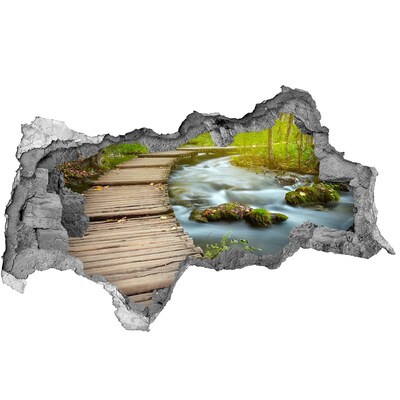 Dziura 3d w ścianie naklejka Strumień w lesie