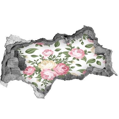 Vinilo adhesivo boquete en la pared rota Jardín de flores en un agujero en la pared