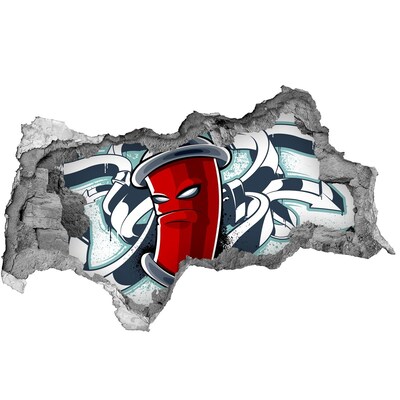 Fotomural autoadhesivo efecto agujero 3d Taza roja con grafiti