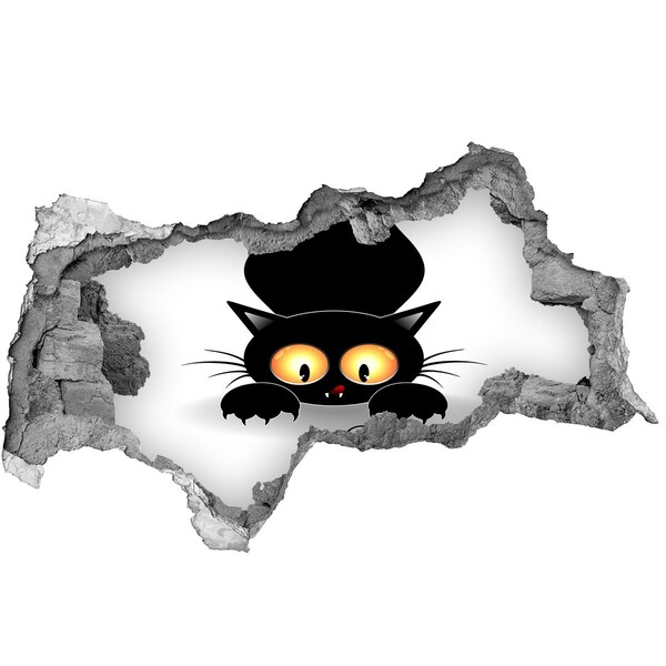 Pegatina decorativa agujero en la pared 3d El gato y el ratón en el agujero