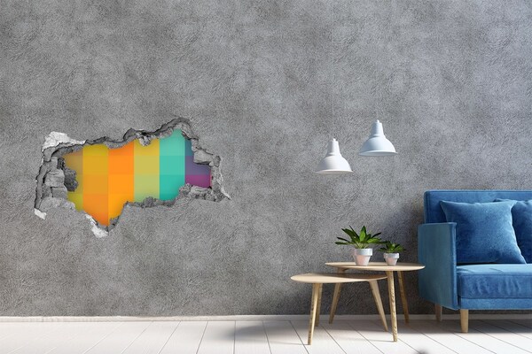 Vinilo efecto 3d pared rota irregular Agujero colorido en la pared