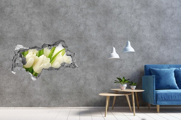 Pegatina decorativa agujero en la pared 3d Tulipanes en hormigón