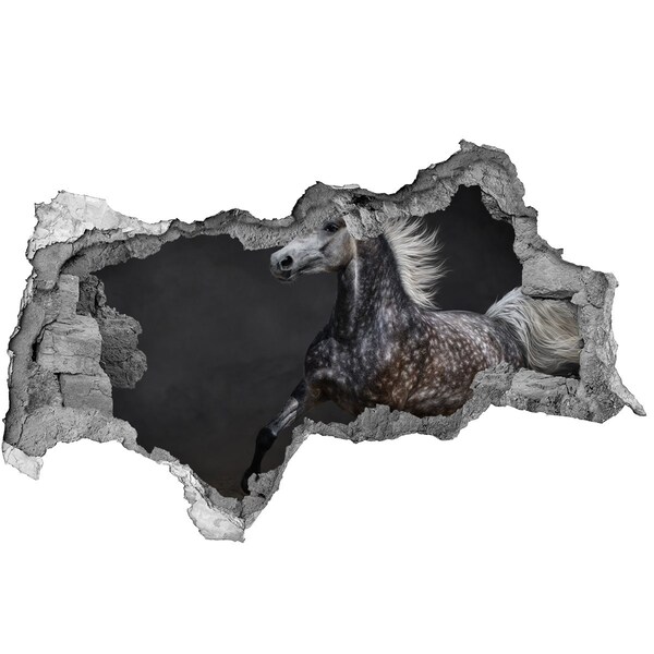 Dziura 3d fototapeta na ścianę Dziki koń w biegu